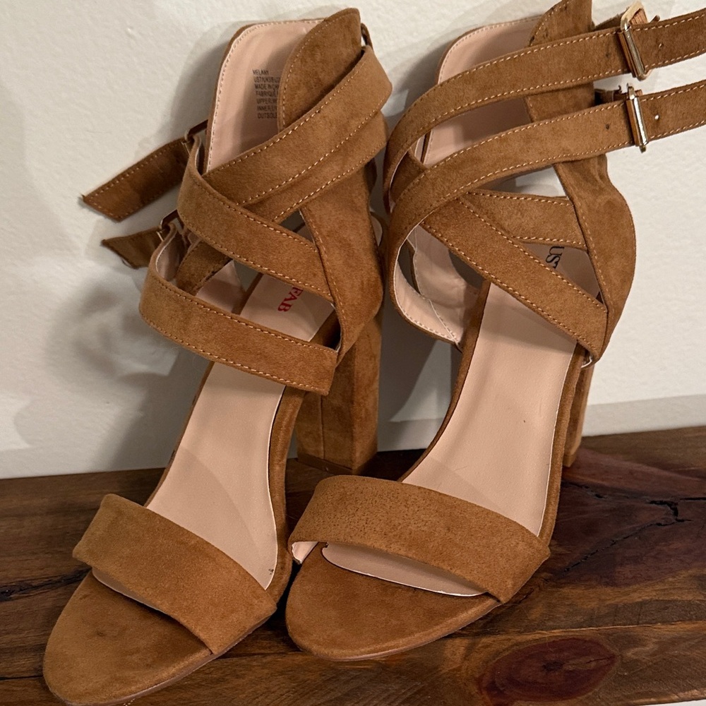 Just Fab brown strappy heels